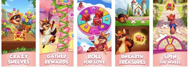 Carnival Tycoon ad creative variants showing shelves rewards dice and wheel mechanics