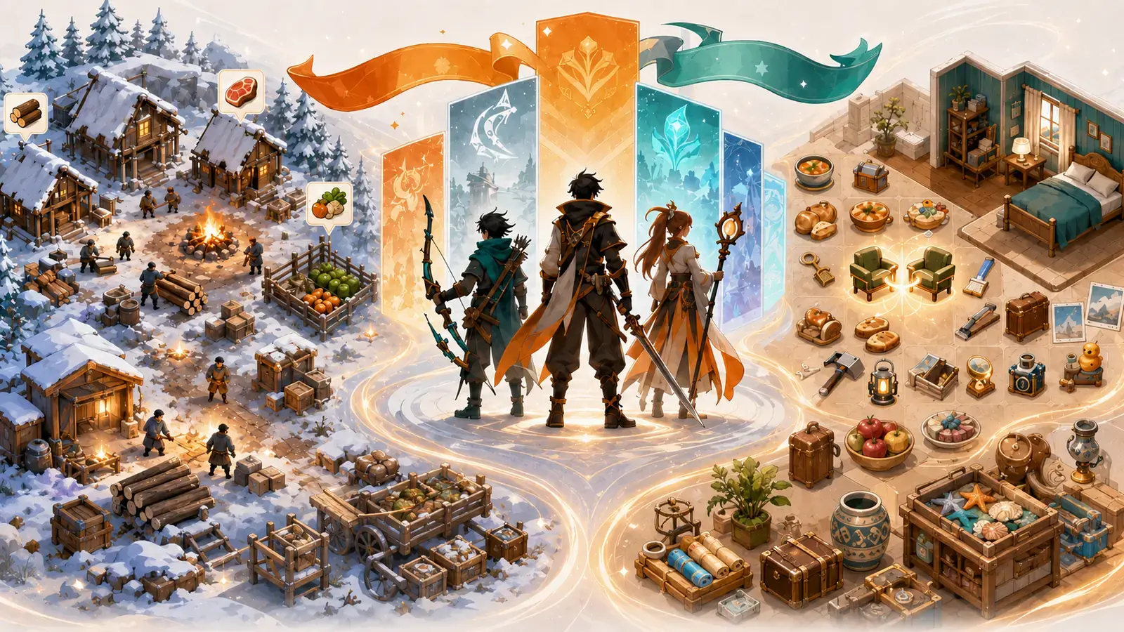 2026 H1 mobile game UA trends cover showing survival strategy, anime RPG, merge casual gameplay, AI creative production, and Southeast Asian market signals