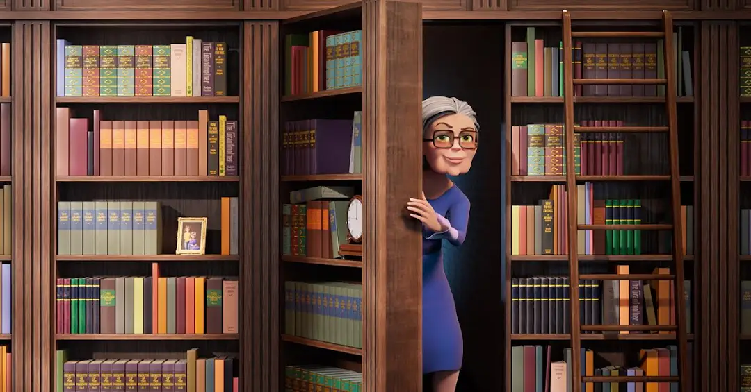 Merge Mansion library door still image ad