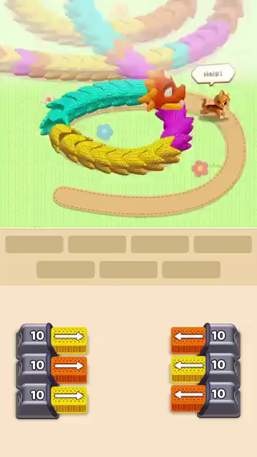 Wool Crush 爆量素材封面：彩虹龙沿草地路径爬行的2D动画画面